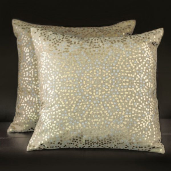 Square Gold Pillows With Metallic Silver And Gold Dots 2